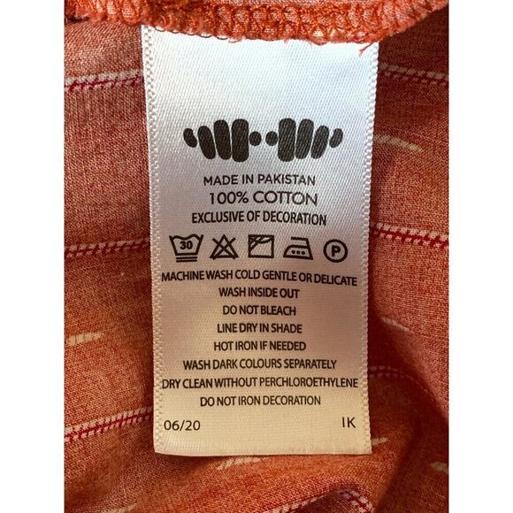 Orange 3/4 sleeves printed kurti kurta tunic blouse shirt women size Medium - Picture 8 of 9